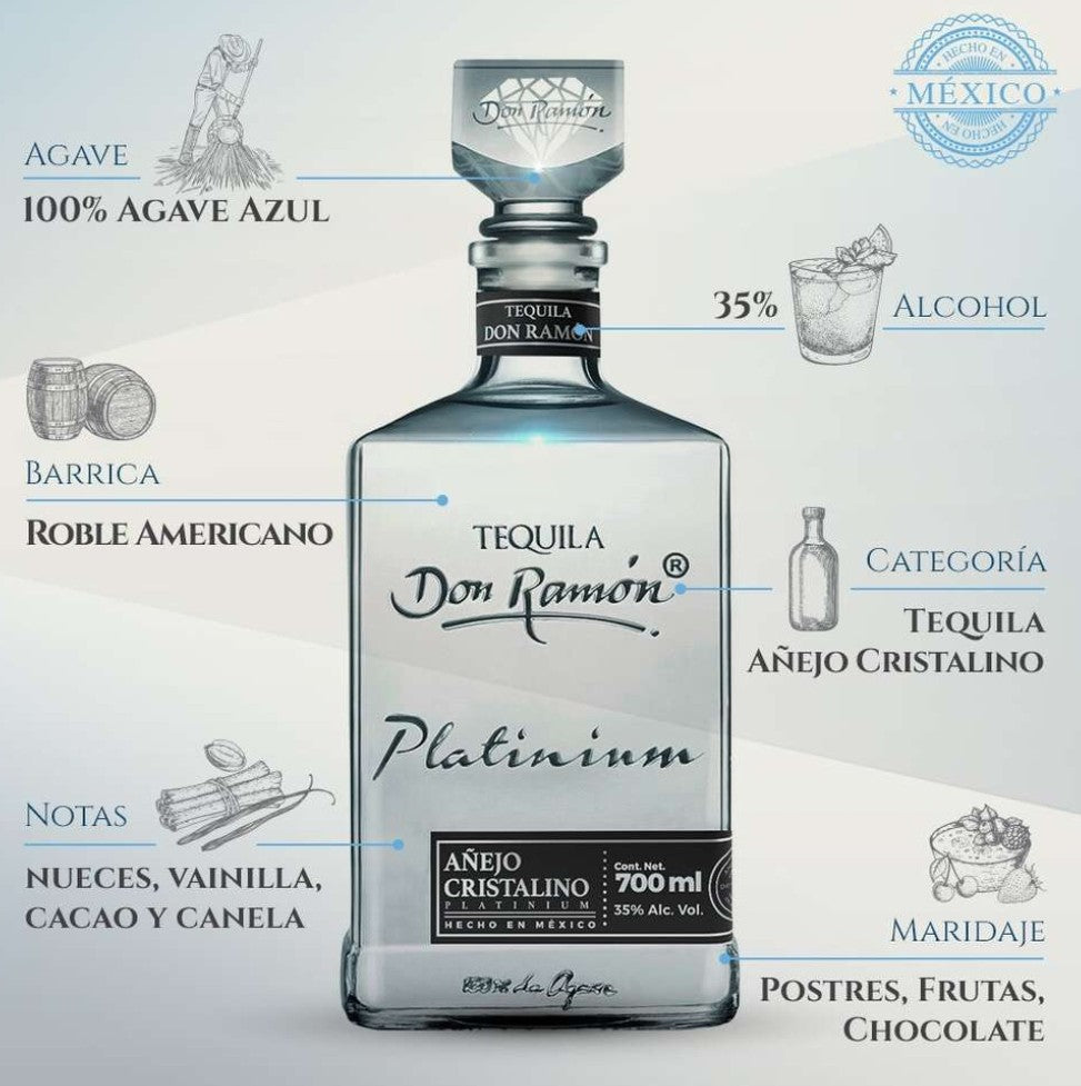 Tequila Don Ramón Platinum Alejo Cristalino 700ml